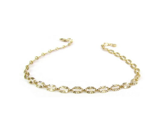Sunburst Anklet | Reflective Textured Chain Anklet in Gold Filled or Sterling Silver