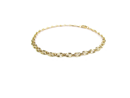 Sunburst Anklet | Reflective Textured Chain Anklet in Gold Filled or Sterling Silver