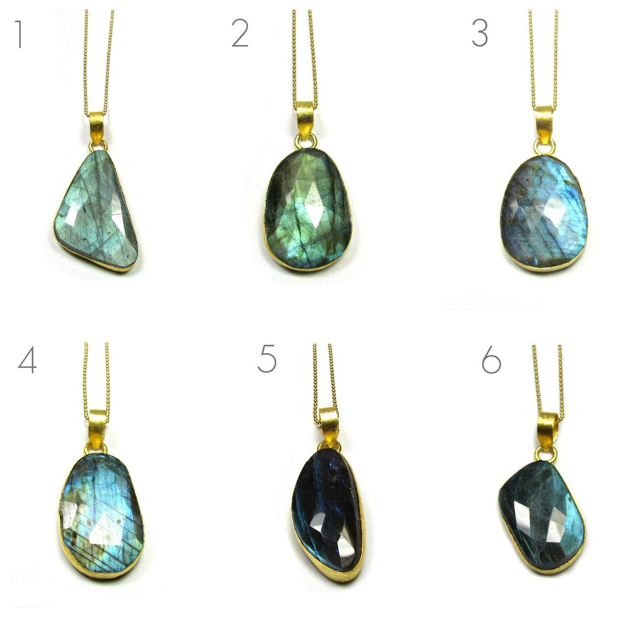 Large Bezel Labradorite Gemstone Pendant Necklace