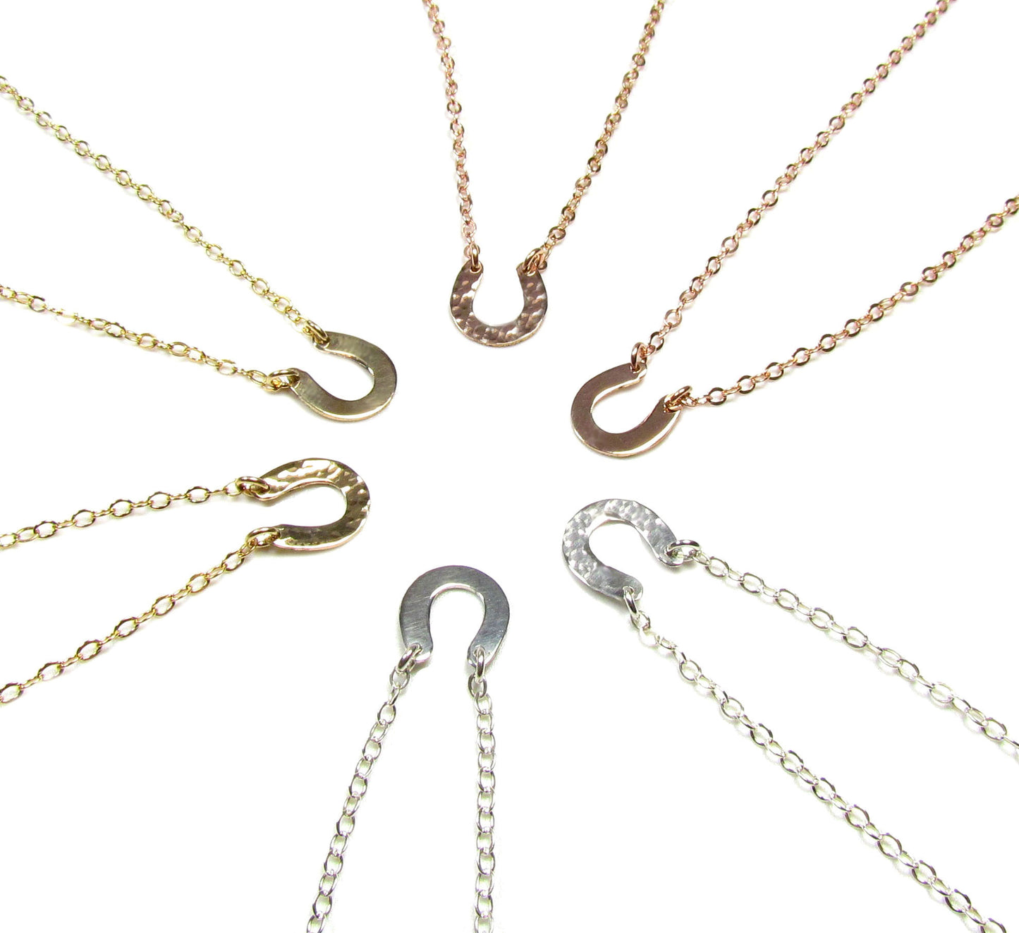 Dainty Horseshoe Necklace | Hammered or Polished