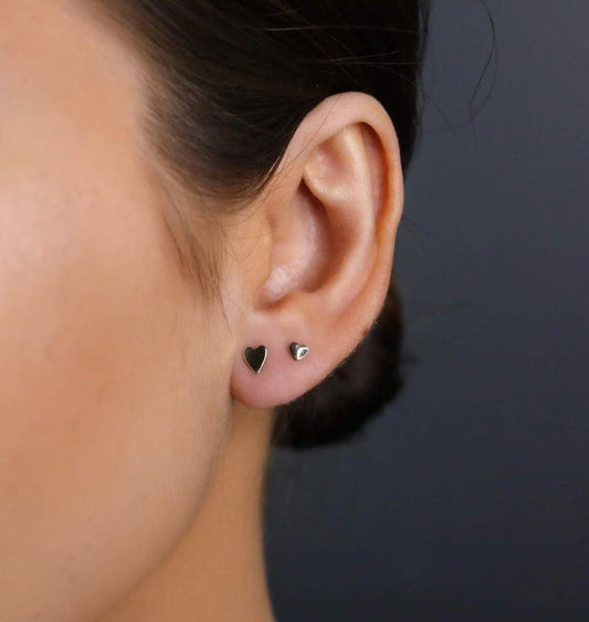 14K Solid Gold Heart Stud Earrings | Small or Tiny Heart Studs