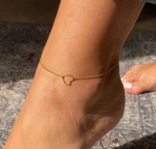 Twisted Heart Anklet | Sparkle Heart anklet | Rolo Chain