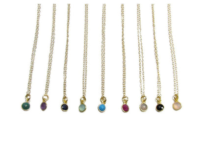 Tiny Faceted Gemstone Charm Necklace