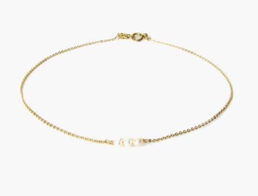 Triple Pearl Anklet | Freshwater Pearl Ankle Bracelet