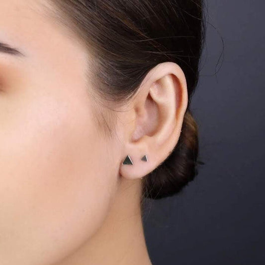 14K Gold Triangle Stud Earrings | Tiny & Small Minimalist Studs