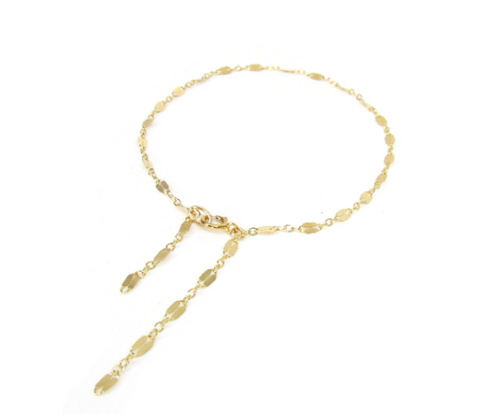 Lace Chain Anklet | Reflective Bar Chain with Double Dangle Detail